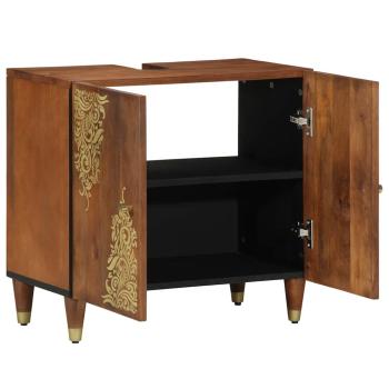 Badezimmer Waschschrank Honigbraun mit goldenen Akzenten Massivholz