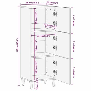 Highboard Honigbraun mit goldenen Akzenten Massivholz Mango