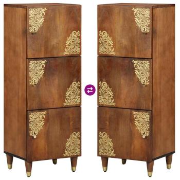 Highboard Honigbraun mit goldenen Akzenten Massivholz Mango