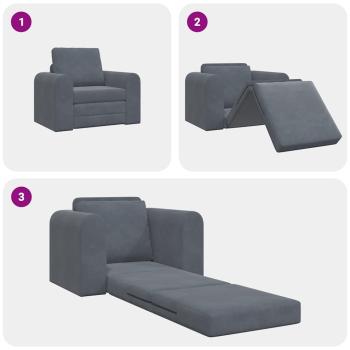 Boden-Schlafsofa 2-in-1 Dunkelgrau 98x71x83 cm Samt