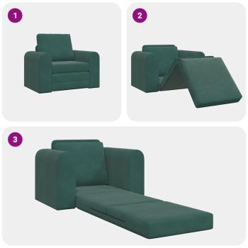 Boden Sofa Bett 2-in-1 Dunkelgrün 98x71x83 cm Velvet