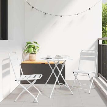 ARDEBO.de - Klappgartenstühle 2er Set Weiß Stahl