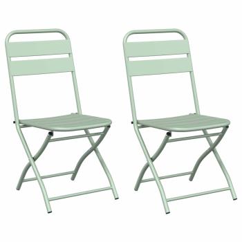 Faltbare Gartenstühle 2er Set Lichtmint 42x52x82 cm Pulverbeschichteter Stahl
