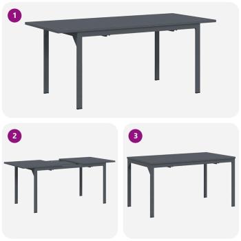 Gartentisch Dunkelgrau Aluminium Groß Erweiterbarer Tisch