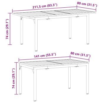 Gartentisch Dunkelgrau Aluminium Groß Erweiterbarer Tisch