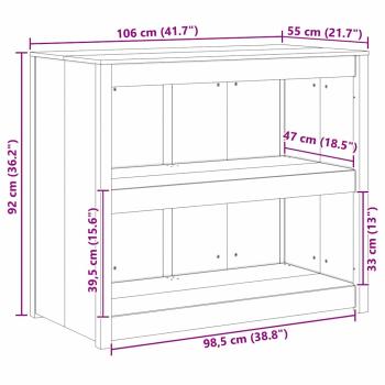 Küchenschrank Weiß 106x55x92 cm Massivholz Kiefer