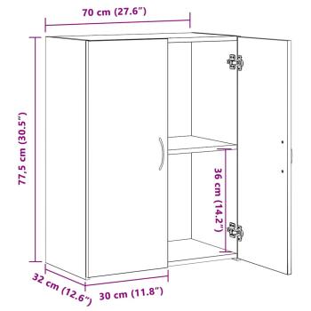 Büroschrank Schwarze Eiche 60x32x77.5 cm Holzwerkstoff