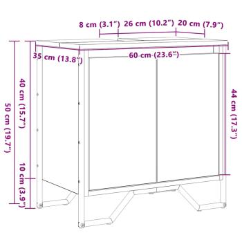 Bad Waschbecken Schrank Artisan Eiche 60x35x50 cm Holzwerkstoff