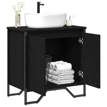 Waschbecken-Schrank Schwarze Eiche 60x35x60 cm Furniertes Holz