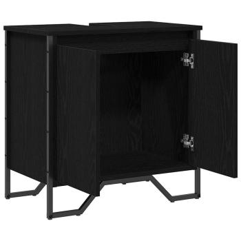 Waschbecken-Schrank Schwarze Eiche 60x35x60 cm Furniertes Holz