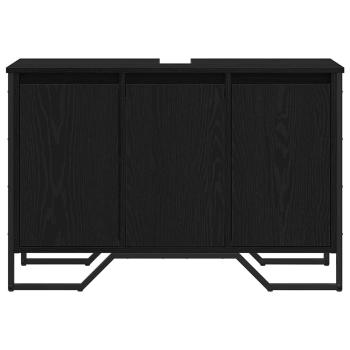 Waschbeckenschrank Schwarzes Eichenholz 91x35x60 cm Holzwerkstoff