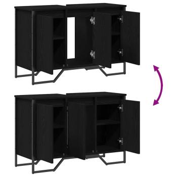 Waschbeckenschrank Schwarzes Eichenholz 91x35x60 cm Holzwerkstoff