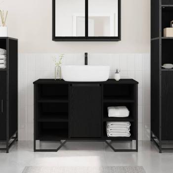 ARDEBO.de - Waschbecken Schrank Schwarz Eiche 91x35x60 cm Holzwerkstoff
