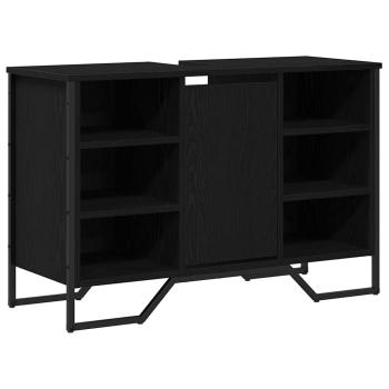 Waschbecken Schrank Schwarz Eiche 91x35x60 cm Holzwerkstoff