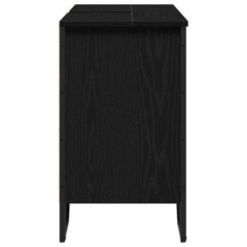 Waschbecken Schrank Schwarz Eiche 91x35x60 cm Holzwerkstoff