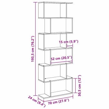 Bücherregal Schwarz Eiche 70x24x193.5 cm Ingenieure Holz