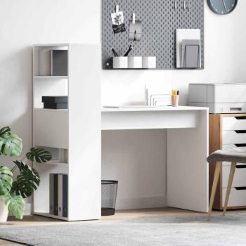 ARDEBO.de - Schreibtisch mit Stauraum Weiß 113x54x120 cm Holzwerkstoff