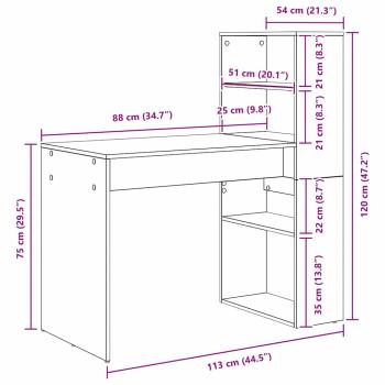 Schreibtisch mit Stauraum Beton Grau 113x54x120 cm Holzwerkstoff