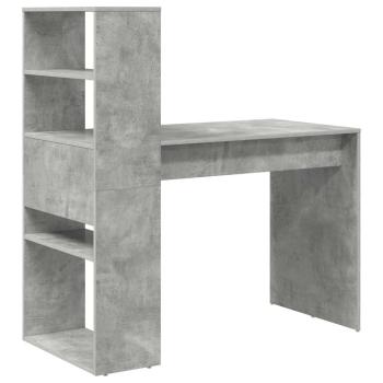 Schreibtisch mit Stauraum Beton Grau 113x54x120 cm Holzwerkstoff