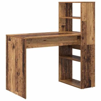 Schreibtisch mit Stauraum Alter Holz 113x54x120 cm Spanplatte