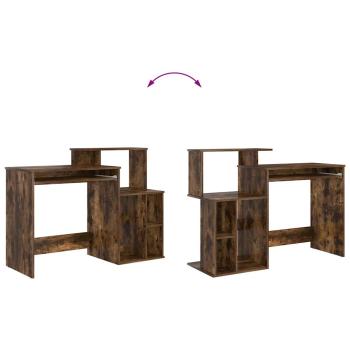 Schreibtisch mit Stauraum rauchige Eiche 120.5x44x88.5 cm Holzwerkstoff