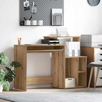 ARDEBO.de - Schreibtisch mit Stauraum Kunsthandwerker Eiche 120,5 x 44 x 88,5 cm Holzwerkstoff