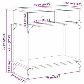 Konsole Tisch Schwarze Eiche 75x34.5x75 cm Holzwerkstoff