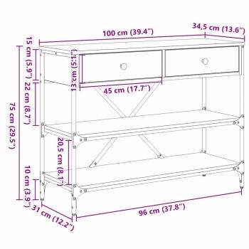 Konsolentisch Schwarze Eiche 100x34.5x75 cm Holzwerkstoff
