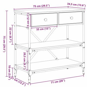 Konsolentisch Altholz 75x34.5x75 cm Holzwerkstoff