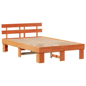 Bettgestell mit Kopfteil Wachsbraun 140x190 cm Massivholz Kiefer