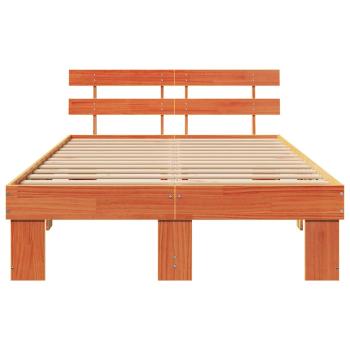 Bettgestell mit Kopfteil Wachsbraun 140x190 cm Massivholz Kiefer