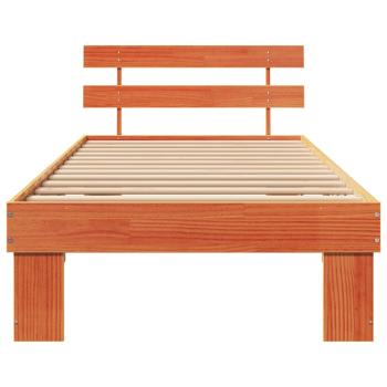Bettgestell mit Kopfteil Wachsbrown 80x200 cm Massivholz Kiefer