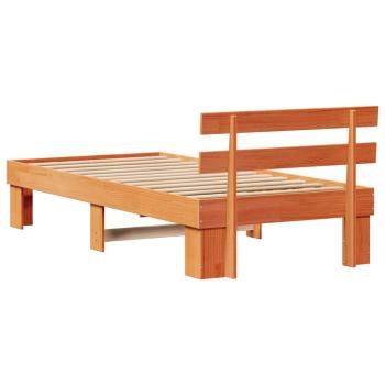 Bettgestell mit Kopfteil Wachsbrown 80x200 cm Massivholz Kiefer