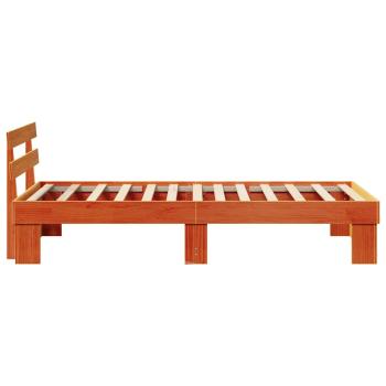 Bettgestell mit Kopfteil Wachsbrown 90x190 cm Massivholz Kiefer