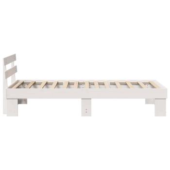 Bettgestell mit Kopfteil Weiß 75x190 cm Massivholz Kiefer
