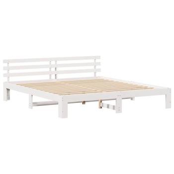 Weißes Bettgestell Weiß Massivholz 200 x 200 cm