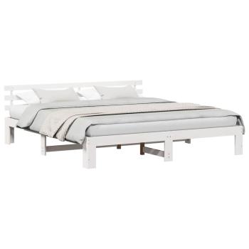 Weißes Bettgestell Weiß Massivholz 200 x 200 cm