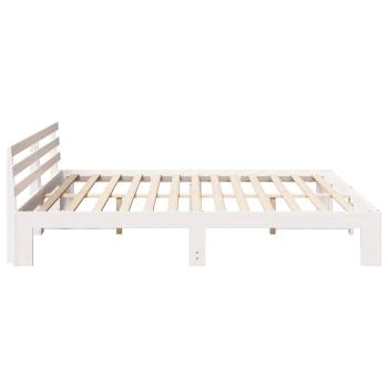 Weißes Bettgestell Weiß Massivholz 200 x 200 cm
