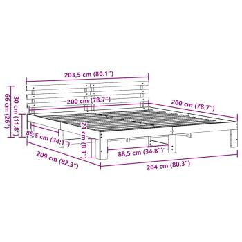 Weißes Bettgestell Weiß Massivholz 200 x 200 cm