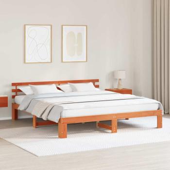 ARDEBO.de - Kiefer Bettgestell Wachsbraun Massivholz 200 x 200 cm