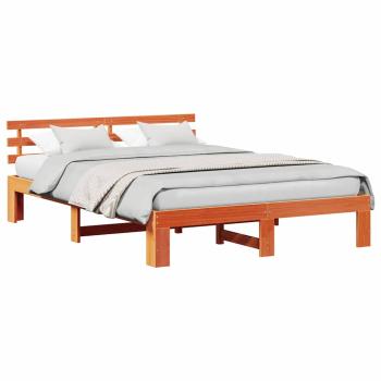 Kiefer Bettgestell Wachsbrown Massivholz 150 x 200 cm Bettgestell