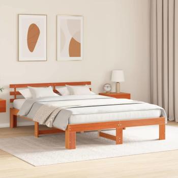 Kiefer Bettgestell Wachsbrown Massivholz 150 x 200 cm Bettgestell