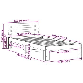 Kiefernbettgestell Weiß Weiß Massivholz 90 x 200 cm Langlebig