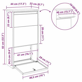 Paketdropbox Anthrazit 44x22x82 cm Stahl