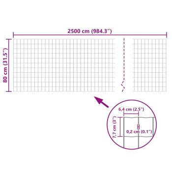 Eurozaun Stahl 25 x 0,8 m Grau