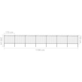 Gartenzaun mit Bügel-Design Stahl 11,9 x 1,5 m Schwarz