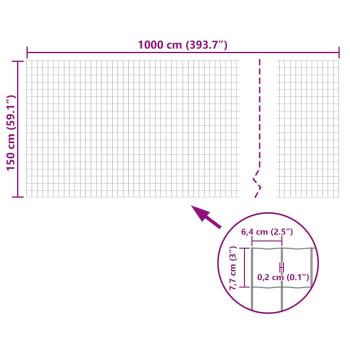 Eurozaun Stahl 10 x 1,5 m Grau