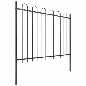 Gartenzaun mit Bügel-Design Stahl 10,2 x 1,5 m Schwarz