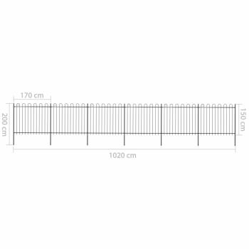 Gartenzaun mit Bügel-Design Stahl 10,2 x 1,5 m Schwarz
