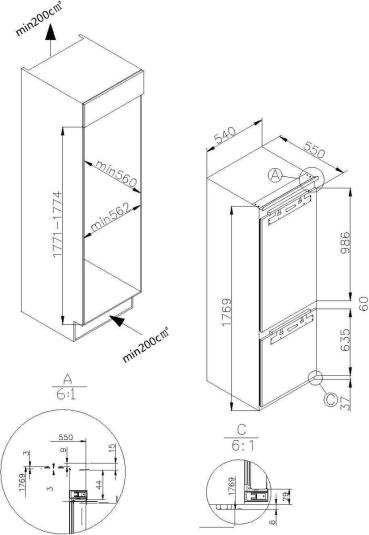 Amica EKGCS 387 960 Einbau-Kühl-/Gefrierkombination, Nischenhöhe: 178 cm, 244 L, Festtür-Technik, NoFrost, elektronische Steuerung, Inverter Kompressor, weiß (1195123)